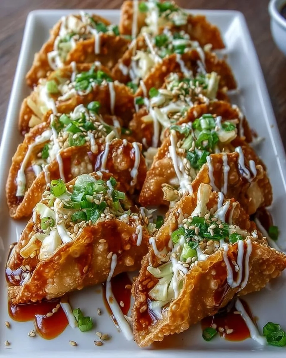 Applebee's Chicken Wonton Tacos served with a flavorful dipping sauce