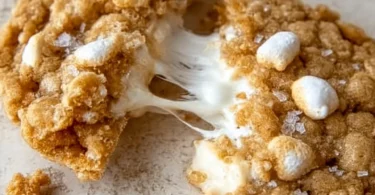 Brown Butter Marshmallow Crispy Cookies freshly baked on a cooling rack