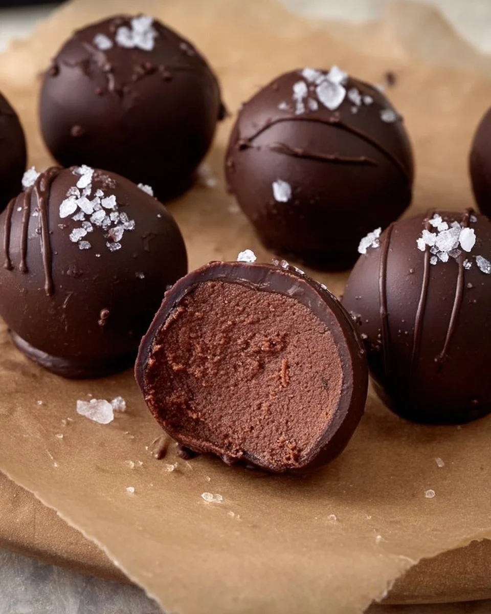 Delicious brownie batter truffles made with cottage cheese, perfect for a sweet snack.
