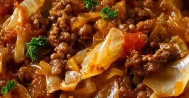 A delicious dish of cabbage and ground beef served in a bowl