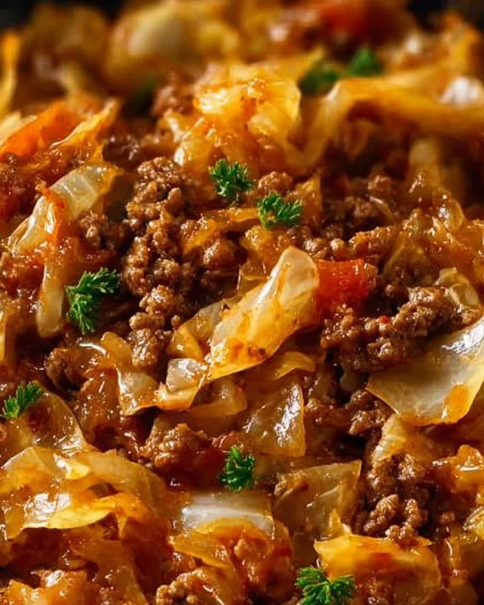 A delicious dish of cabbage and ground beef served in a bowl