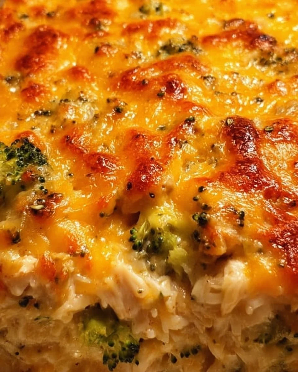 Delicious Chicken and Broccoli Casserole served in a baking dish