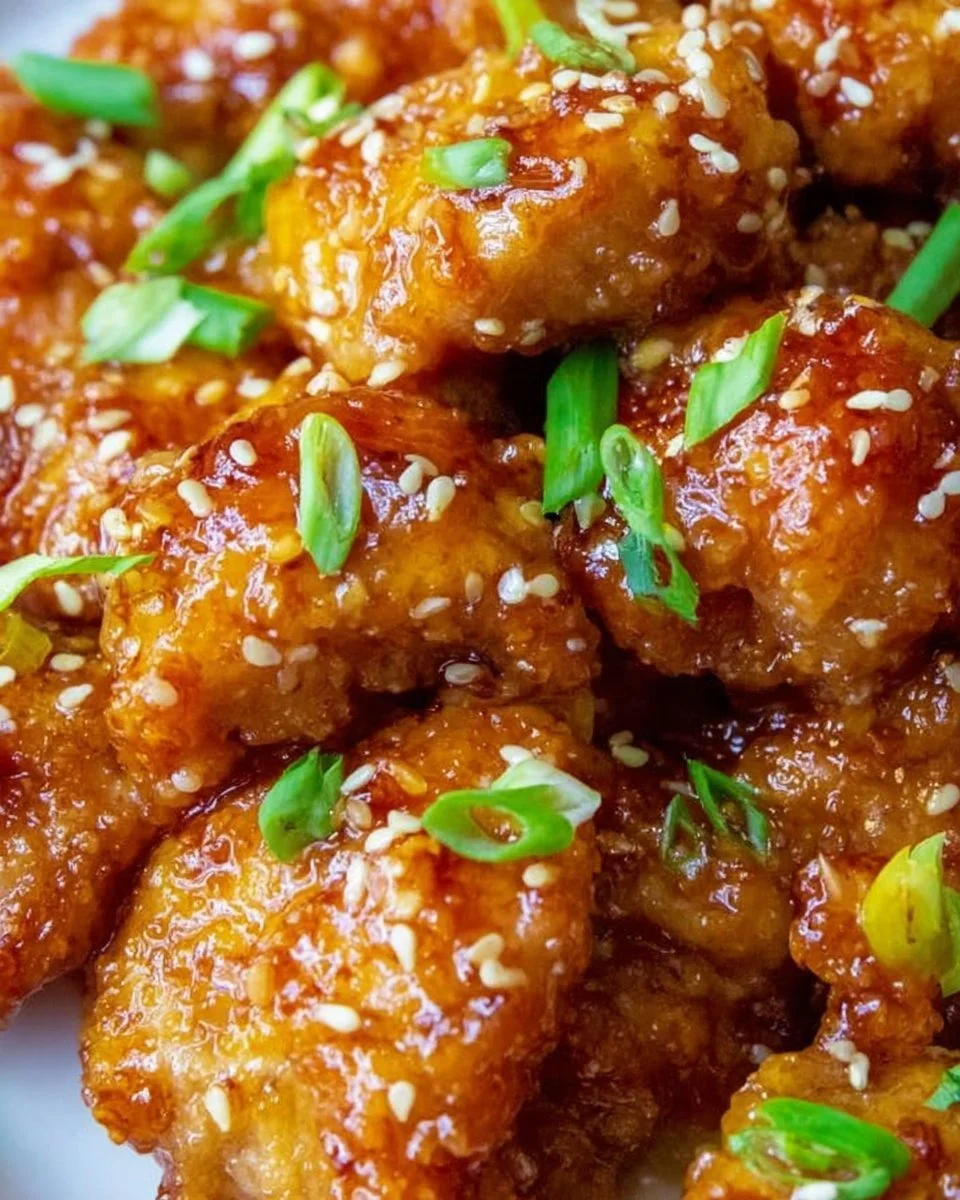 Delicious Chinese Honey Garlic Chicken served with colorful vegetables