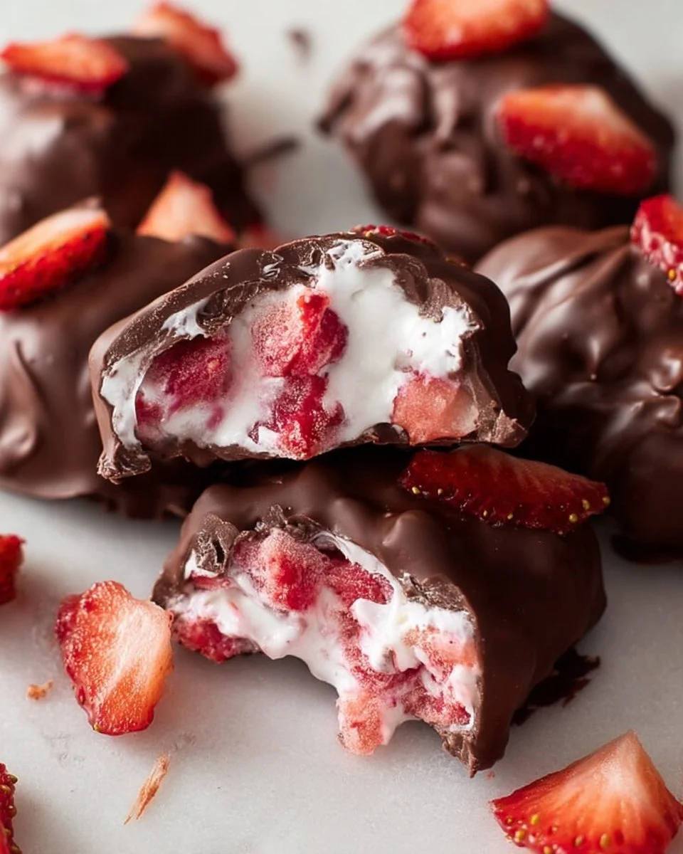 Chocolate Strawberry Yogurt Clusters - a delicious healthy snack