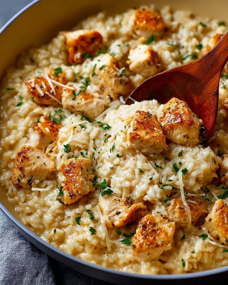 Delicious garlic parmesan chicken served with rice on a plate