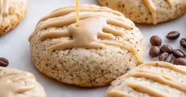 Delicious coffee glazed sugar cookies on a plate