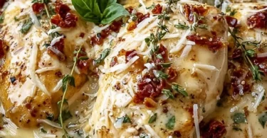 Creamy Crockpot Marry Me Chicken served on a plate with herbs
