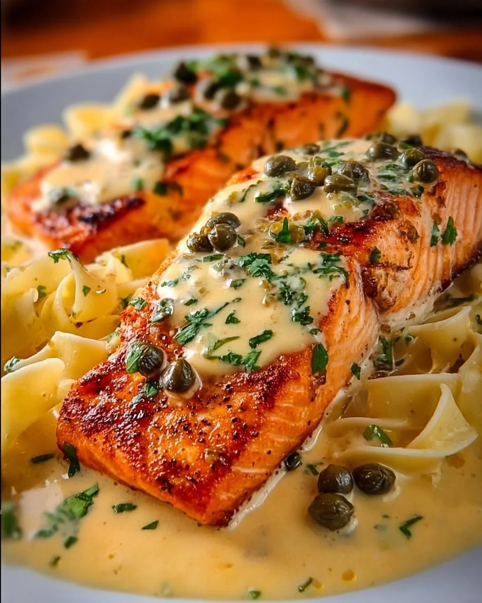 Creamy Salmon Piccata with Lemon and Capers