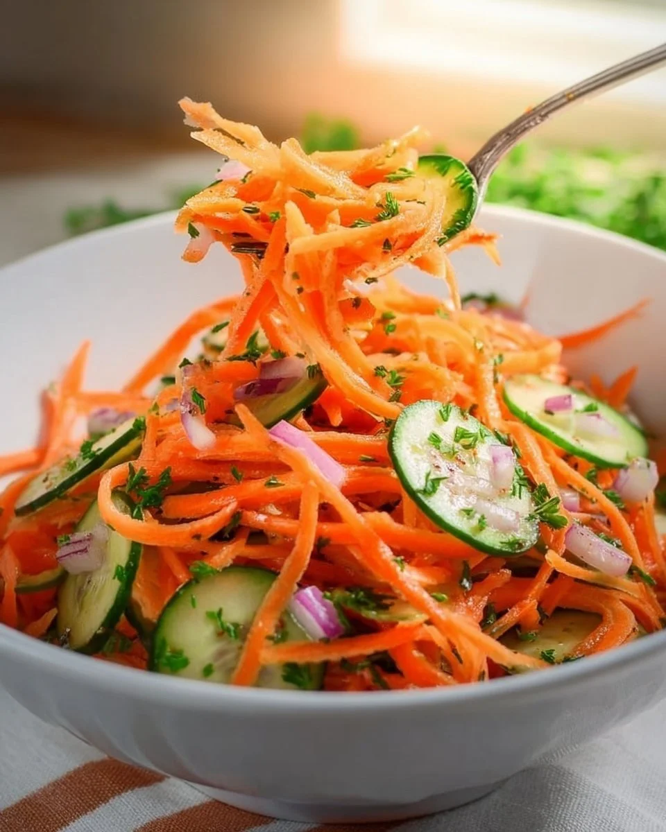 Fresh Cucumber Carrot Salad with vibrant vegetables and dressing