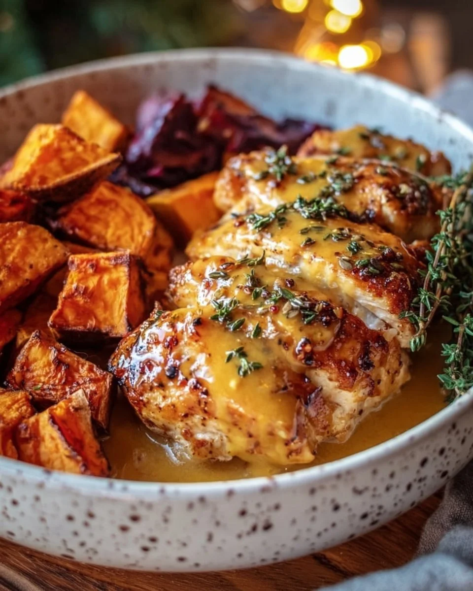 Easy Maple Dijon Chicken Bowl Recipe with Sweet Potatoes for Cozy Fall Dinner