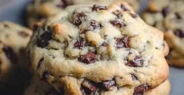 Delicious giant chocolate chip cookies fresh from the oven.
