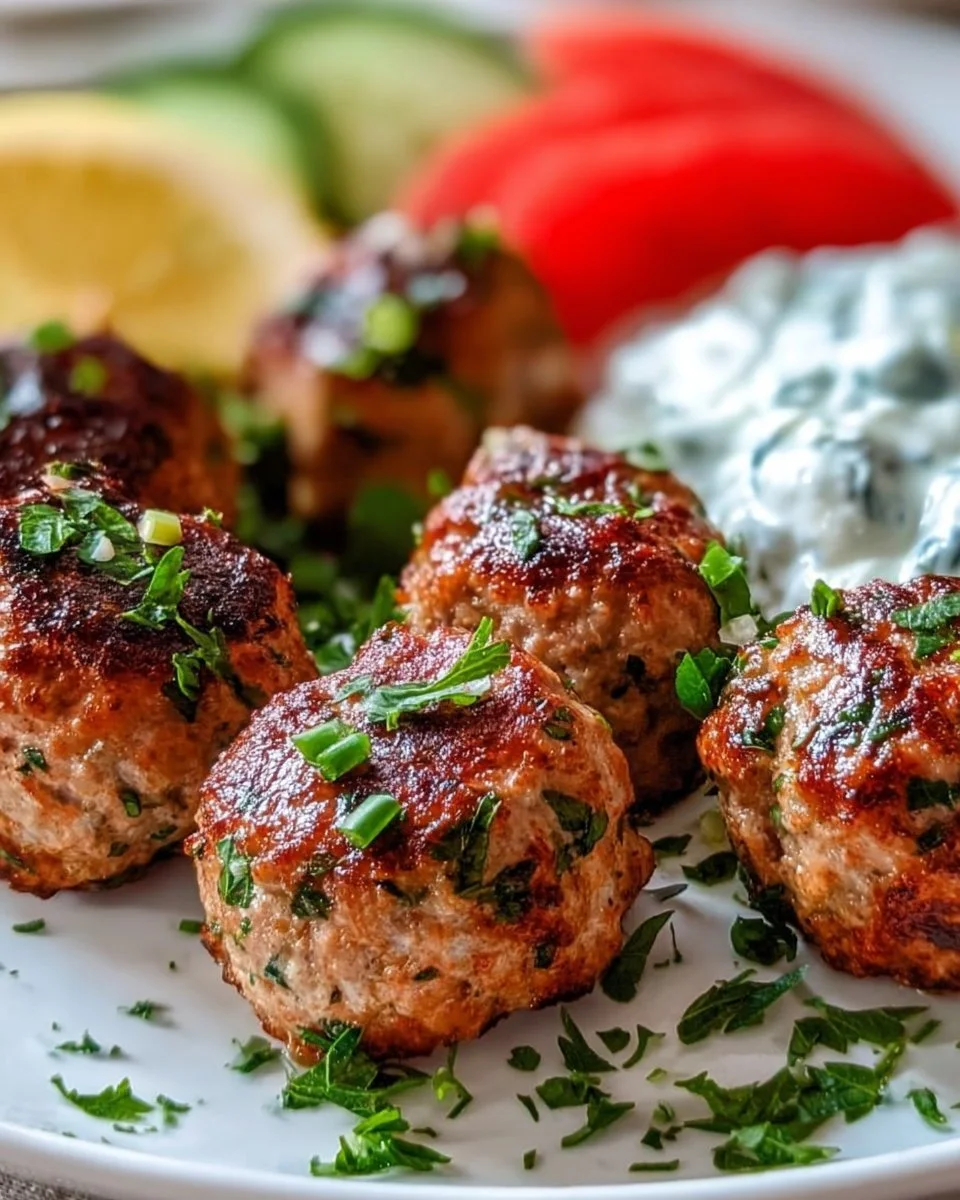Greek Turkey Meatballs served with Tzatziki sauce