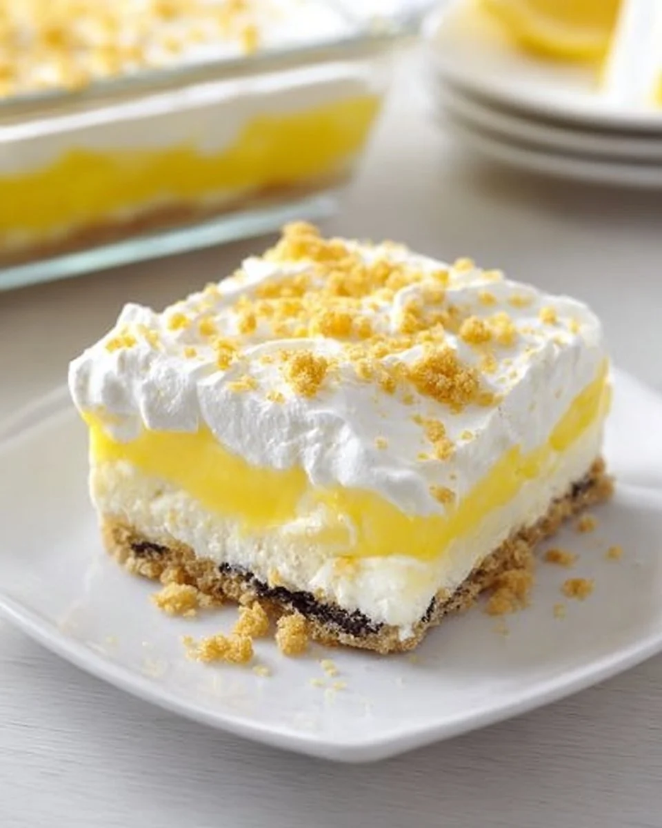 Heavenly Oreo lemon dessert with a creamy filling and crispy crust
