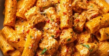 Delicious Marry Me Chicken Pasta served with fresh herbs and tomatoes