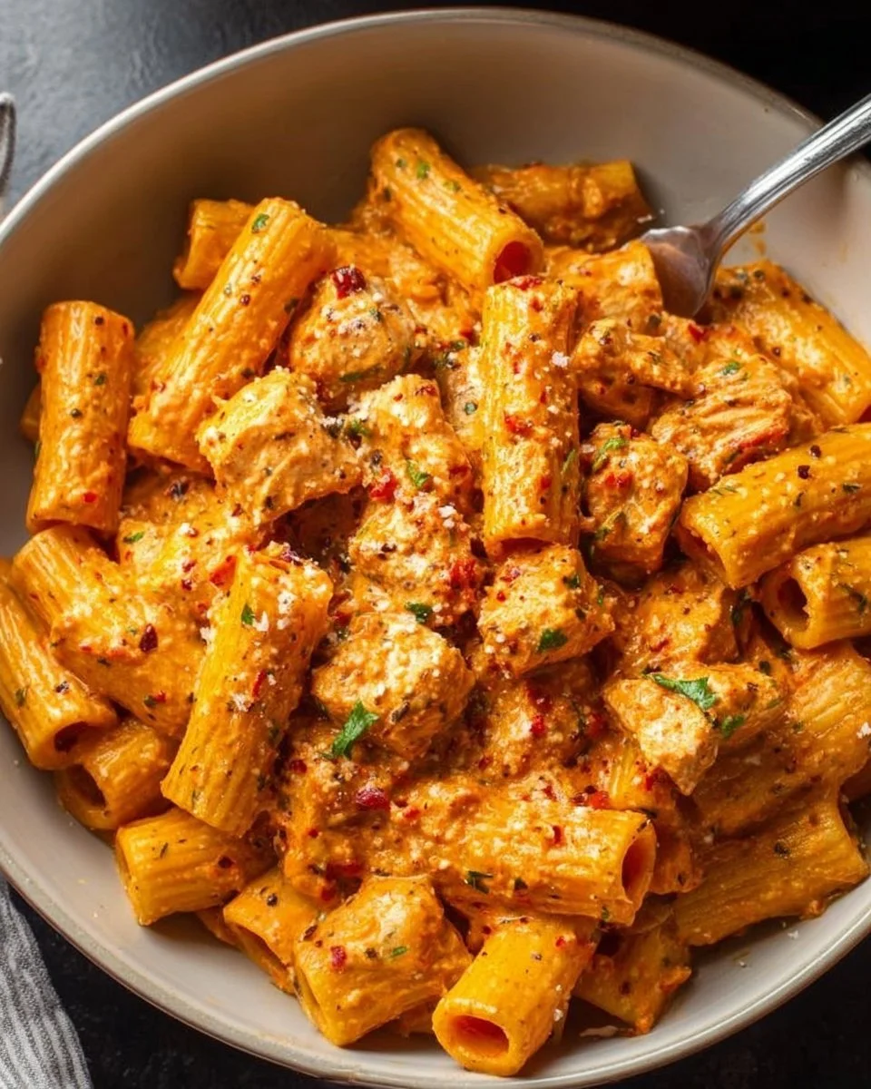 Delicious Marry Me Chicken Pasta served with fresh herbs and tomatoes