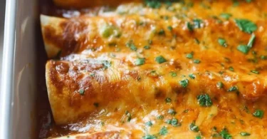 Delicious Mexican breakfast enchiladas topped with fresh ingredients