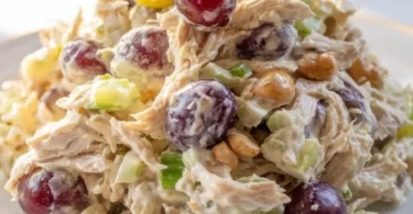 Napa cashew chicken salad served in a bowl with fresh ingredients