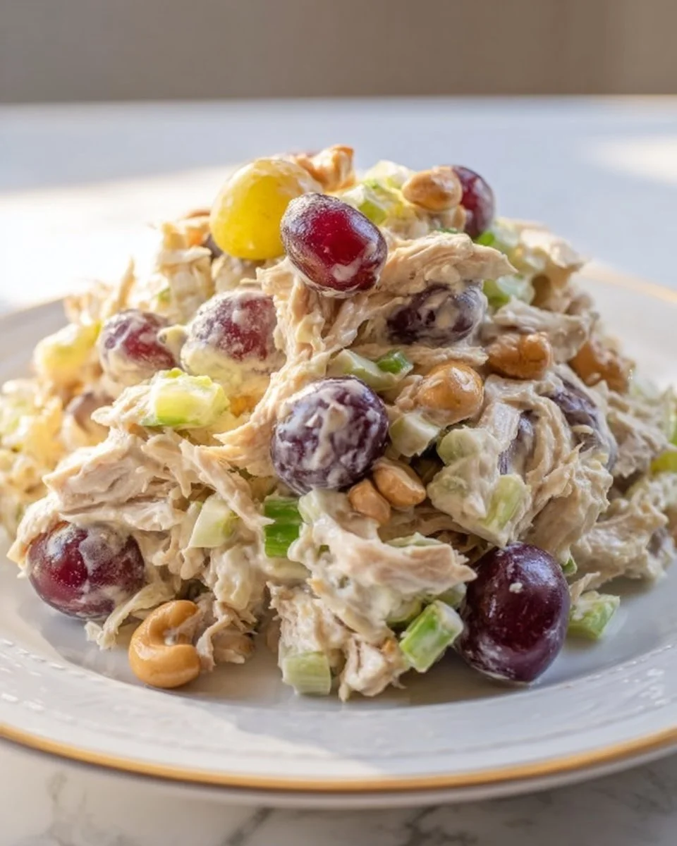 Napa cashew chicken salad served in a bowl with fresh ingredients