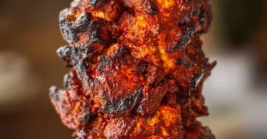 Oven baked chicken al pastor served with fresh toppings