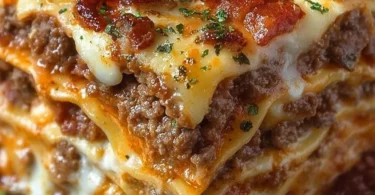 Parmesan Garlic Bacon Cheeseburger Lasagna, a delicious twist on classic lasagna.