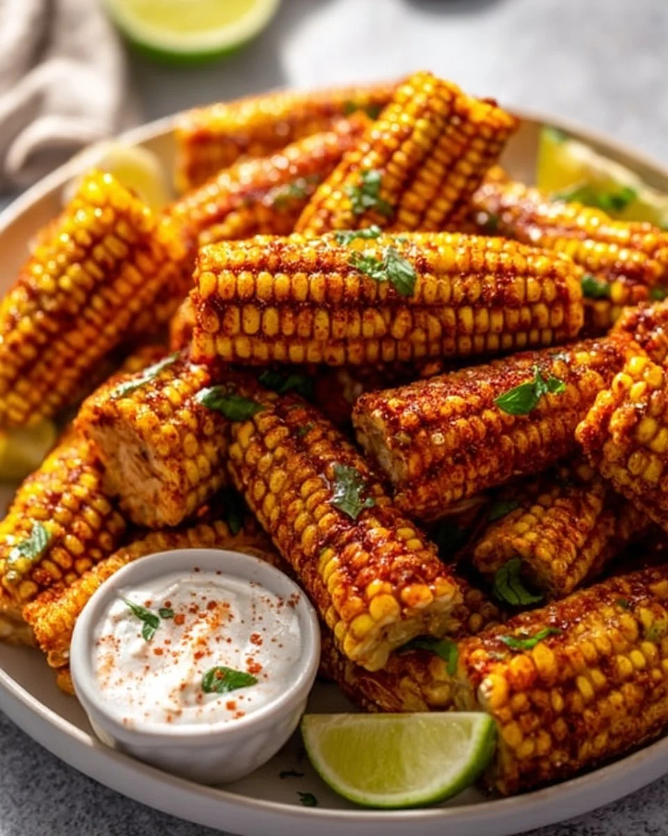 Delicious roasted corn ribs served on a wooden platter.