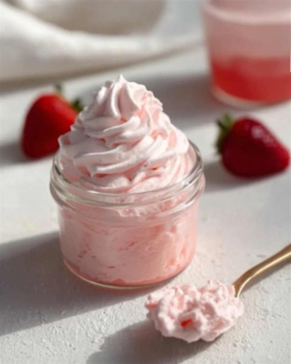 Delicious sugar-free strawberry fluff dessert in a bowl