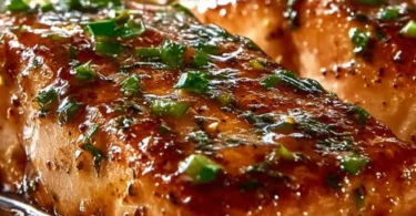 Texas Roadhouse style baked salmon dish plated with lemon and herbs